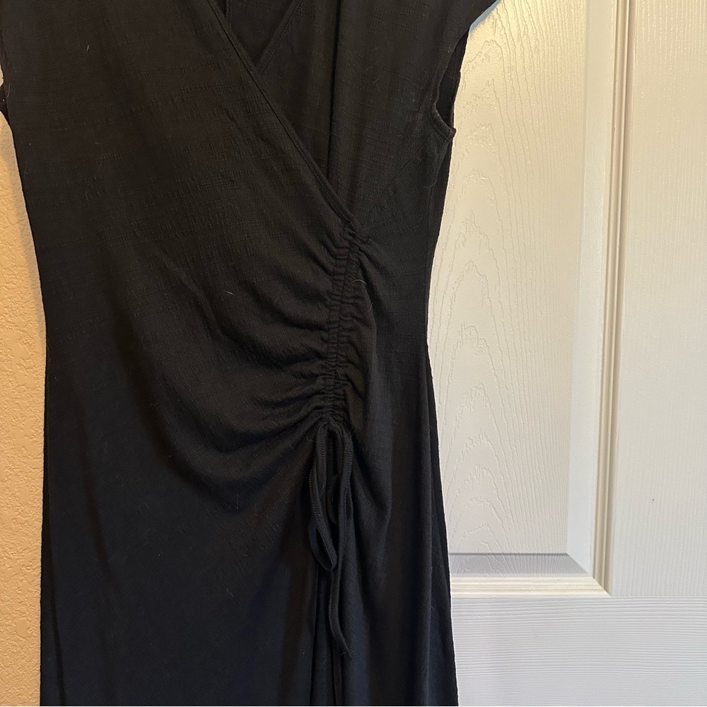 5 for $40. Bundle & Save! V neck, ruched side long jersey dress black